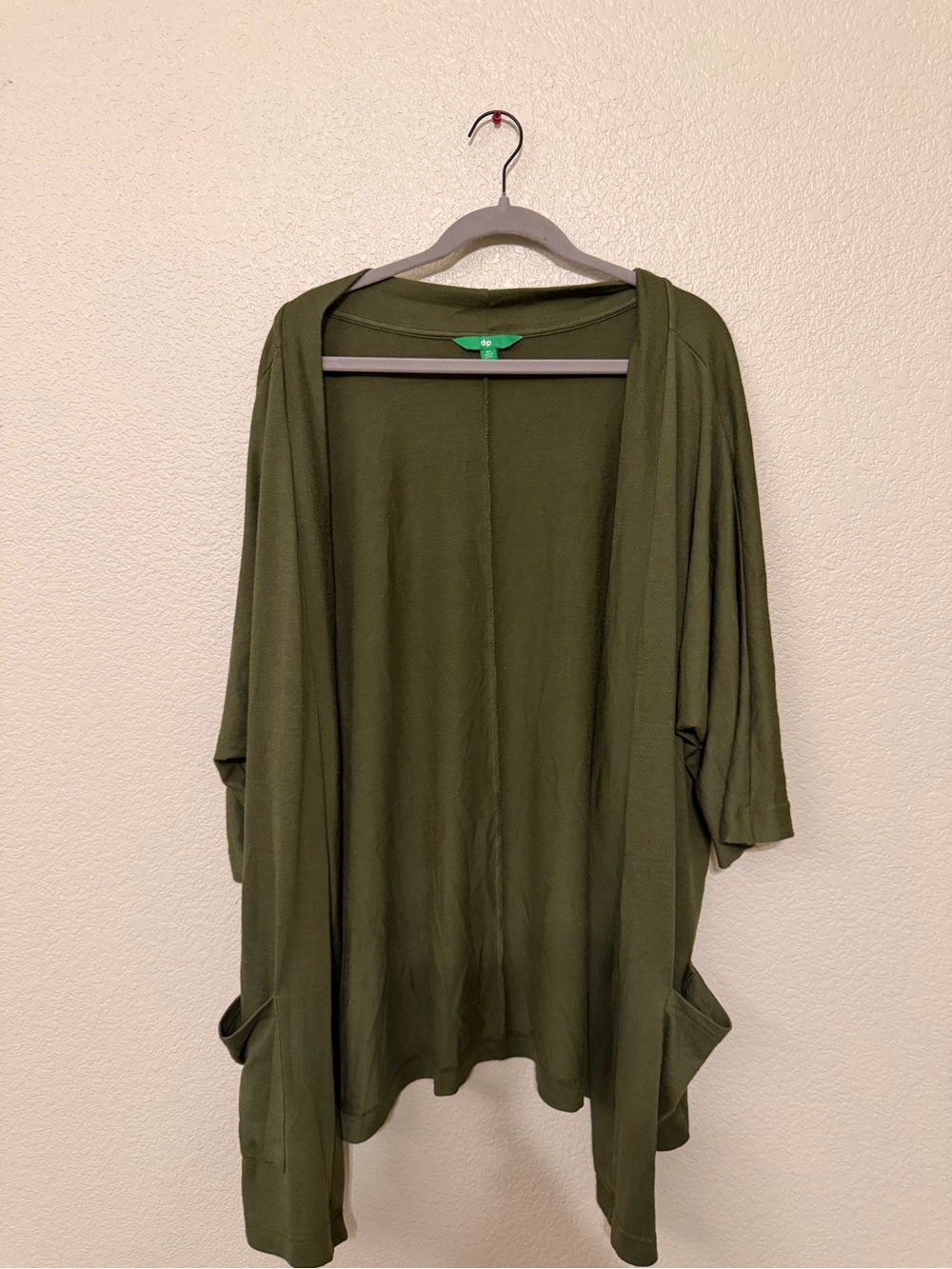 dip Olive Open-Front Pocket Cardigan Sweater
